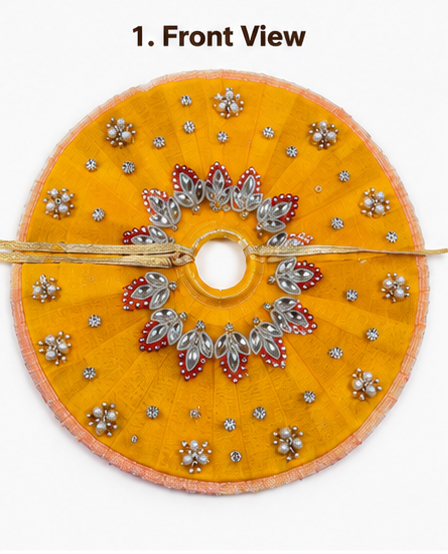 premium yellow designer ladoo gopal dress with handwork stones & pearl embellishment premium yellow designer ladoo gopal dress with handwork stones & pearl embellishment