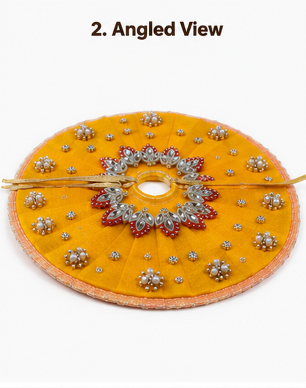 premium yellow designer ladoo gopal dress with handwork stones & pearl embellishment premium yellow designer ladoo gopal dress with handwork stones & pearl embellishment
