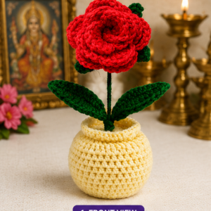 handmade crochet rose flower pot