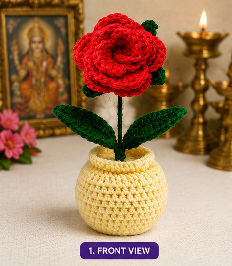 handmade crochet rose flower pot handmade crochet rose flower pot