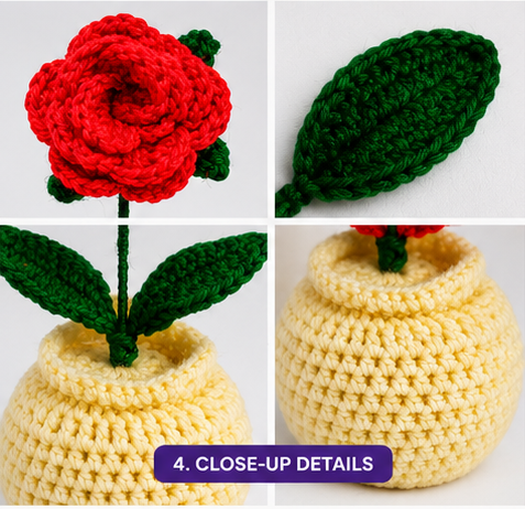 handmade crochet rose flower pot handmade crochet rose flower pot