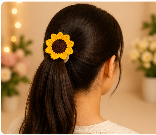 crochet sunflower hair tie crochet sunflower hair tie