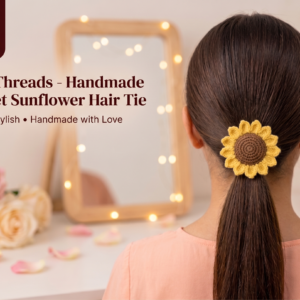 crochet sunflower hair tie