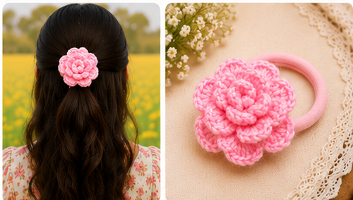 crochet blossom hair tie crochet blossom hair tie