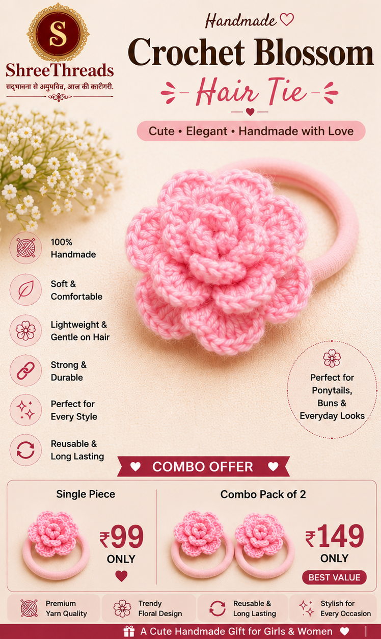 crochet blossom hair tie crochet blossom hair tie