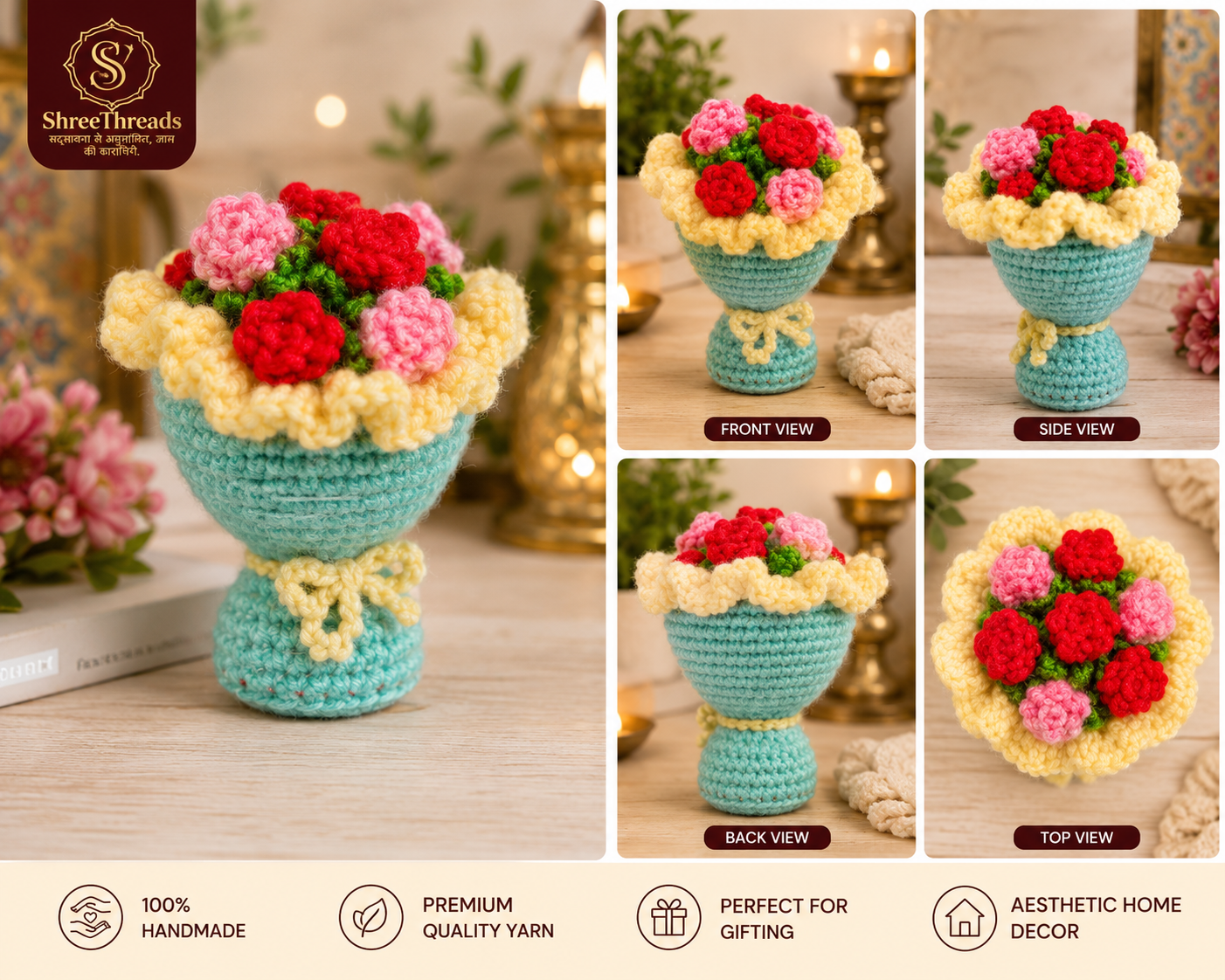 handmade crochet flower bouquet pot handmade crochet flower bouquet pot